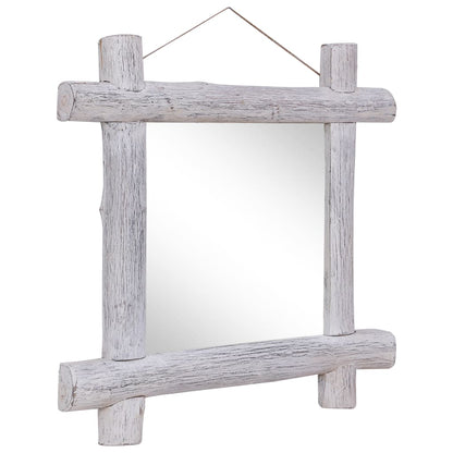 Specchio con Tronchi Bianco 70x70 cm Legno Massello di Recupero - homemem39