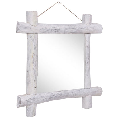Specchio con Tronchi Bianco 70x70 cm Legno Massello di Recupero - homemem39