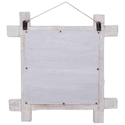 Specchio con Tronchi Bianco 70x70 cm Legno Massello di Recupero - homemem39