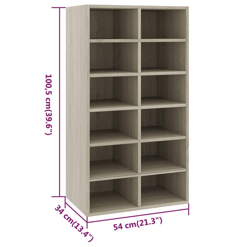 Scarpiera Rovere Sonoma 54x34x100,5 cm in Legno Multistrato - homemem39