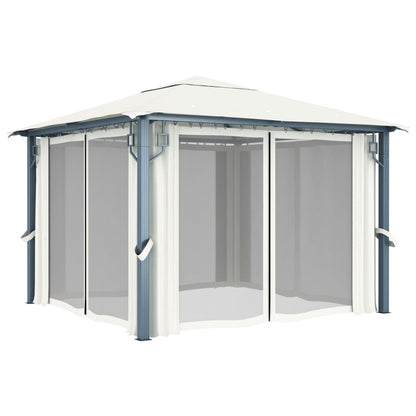 Gazebo con Tenda 300 x 300 cm Crema Alluminio - homemem39