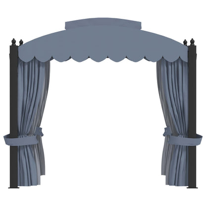 Gazebo con Tende 3x4 cm Antracite in Acciaio - homemem39