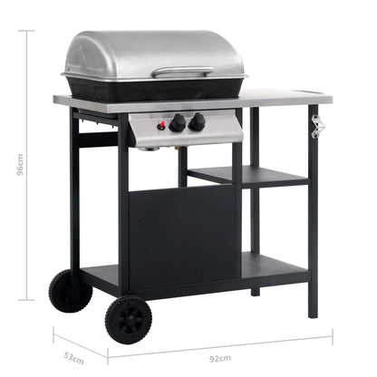 Barbecue e Griglia a Gas a 3 Ripiani Tavolinetto Nero e Argento - homemem39