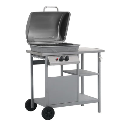 Barbecue e Griglia a Gas con 3 Ripiani e Tavolinetto Argento - homemem39