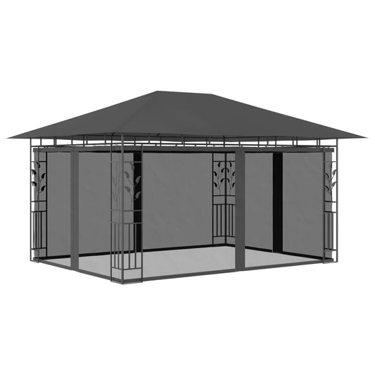 Gazebo con Zanzariera 4x3x2,73 m Antracite 180 g/m² - homemem39