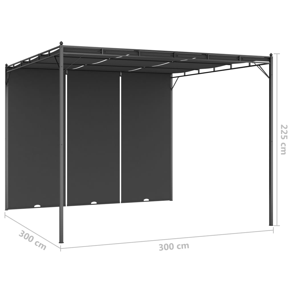Gazebo da Giardino con Tenda Laterale 3x3x2,25 m Antracite - homemem39