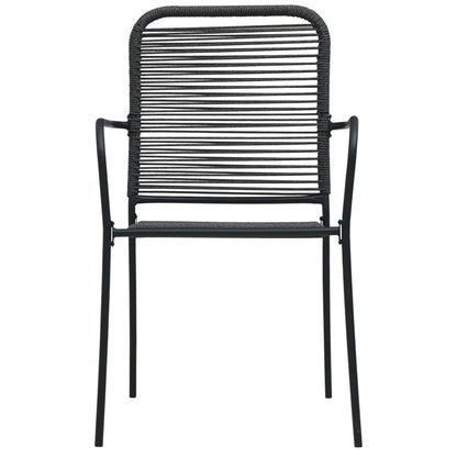 Set da Pranzo da Esterni 7 pz in Corda di Cotone e Acciaio Nero - homemem39