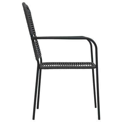 Set da Pranzo da Esterni 7 pz in Corda di Cotone e Acciaio Nero - homemem39