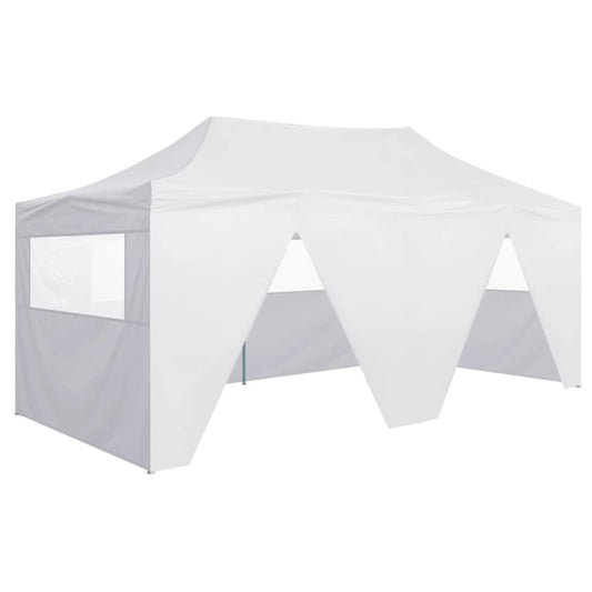 Gazebo Pieghevole con 4 Pareti 3x6 m Acciaio Bianco - homemem39