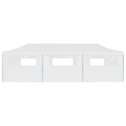 Tenda Pieghevole Pop-Up con 8 Pareti Laterali 3x9 m Bianca - homemem39