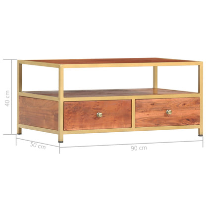 Tavolino da Caffè 90x50x40 cm in Legno Massello di Acacia - homemem39