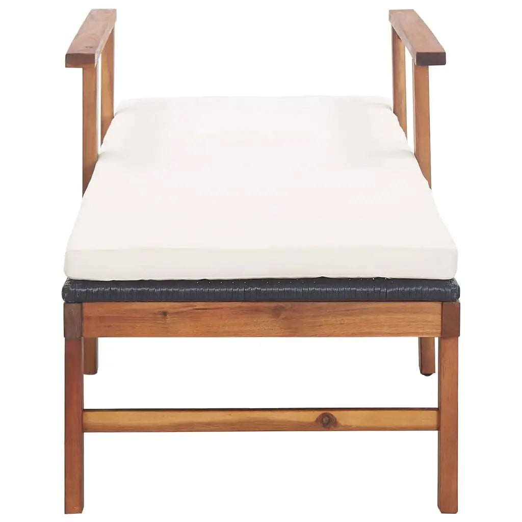 Sdraio con Cuscino Polyrattan e Legno Massello di Acacia Nera - homemem39