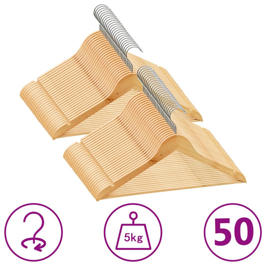 Set Appendiabiti 50 pz Antiscivolo in Legno Massello - homemem39