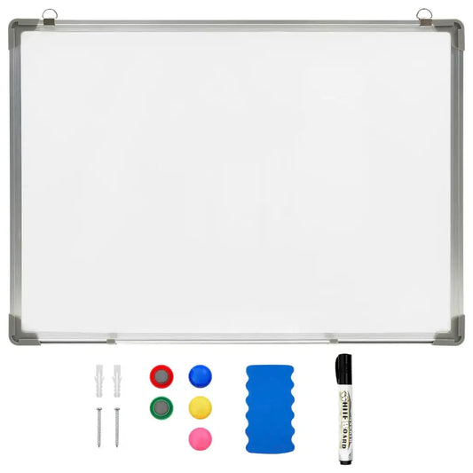 Lavagna Magnetica Bianca Cancellabile a Secco 90x60 cm Acciaio - homemem39