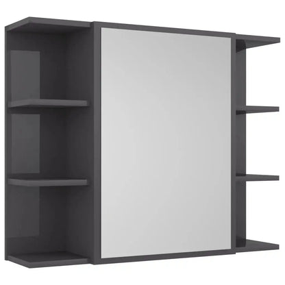 Armadietto a Specchio Grigio Lucido 80x20,5x64 cm in Truciolato - homemem39