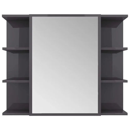 Armadietto a Specchio Grigio Lucido 80x20,5x64 cm in Truciolato - homemem39