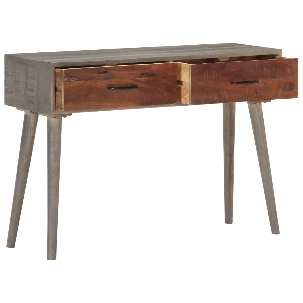 Tavolo Consolle Grigio 110x35x75 cm in Massello di Mango Grezzo - homemem39