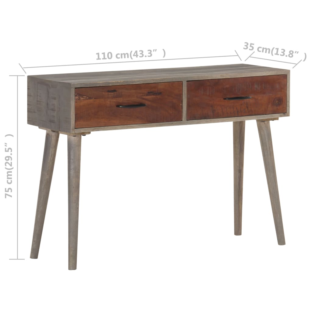 Tavolo Consolle Grigio 110x35x75 cm in Massello di Mango Grezzo - homemem39