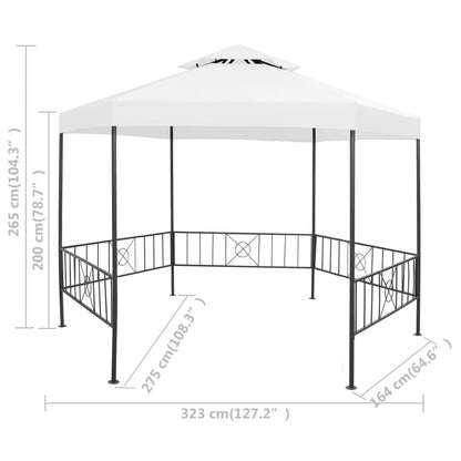 Gazebo da Giardino 323x275x265 cm Bianco 180 g/m² - homemem39