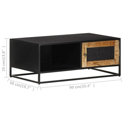 Tavolino da Salotto 90x50x35 cm in Legno di Mango Grezzo - homemem39