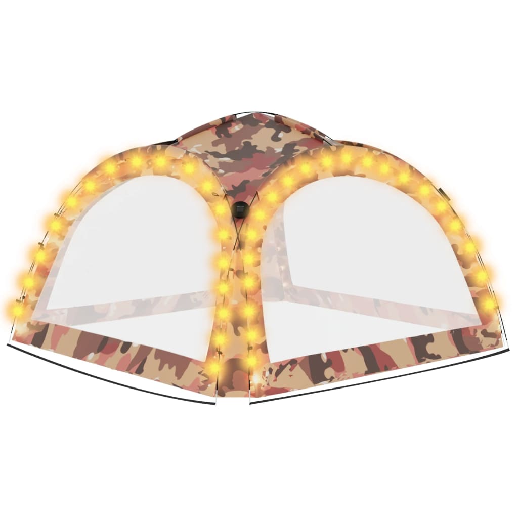 Tenda per Feste con LED e 4 Pareti 3,6x3,6x2,3 m Mimetica - homemem39