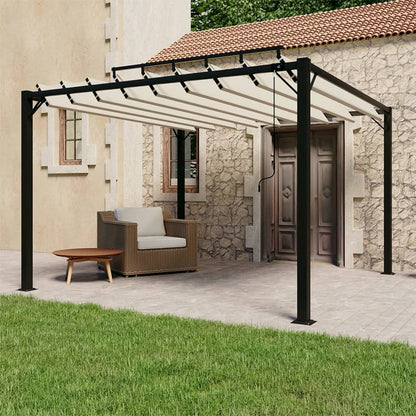 Pergolato a Lamelle 3x3m Crema in Tessuto e Alluminio - homemem39