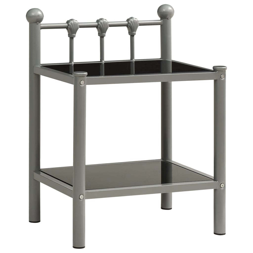 Comodino Grigio e Nero 45x34,5x60,5 cm in Metallo e Vetro - homemem39