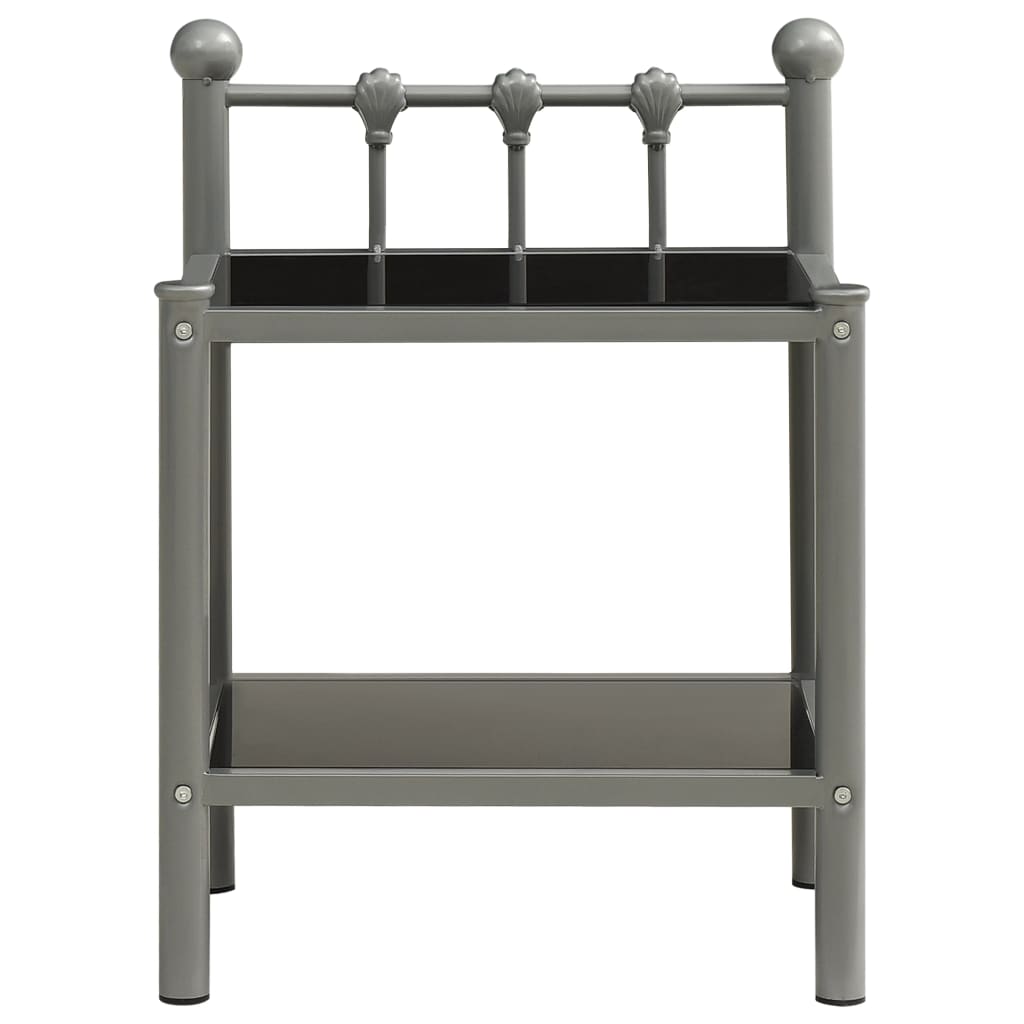 Comodino Grigio e Nero 45x34,5x60,5 cm in Metallo e Vetro - homemem39