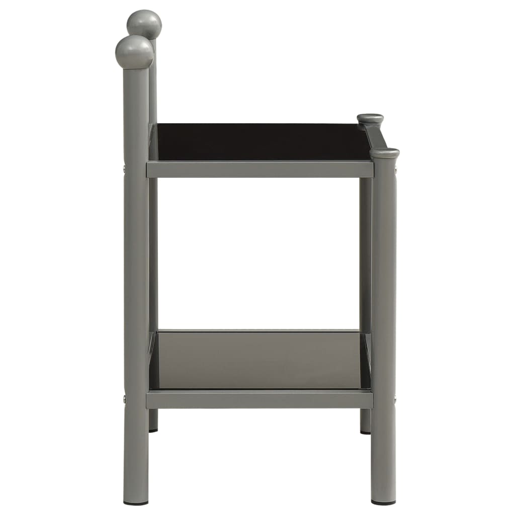 Comodino Grigio e Nero 45x34,5x60,5 cm in Metallo e Vetro - homemem39