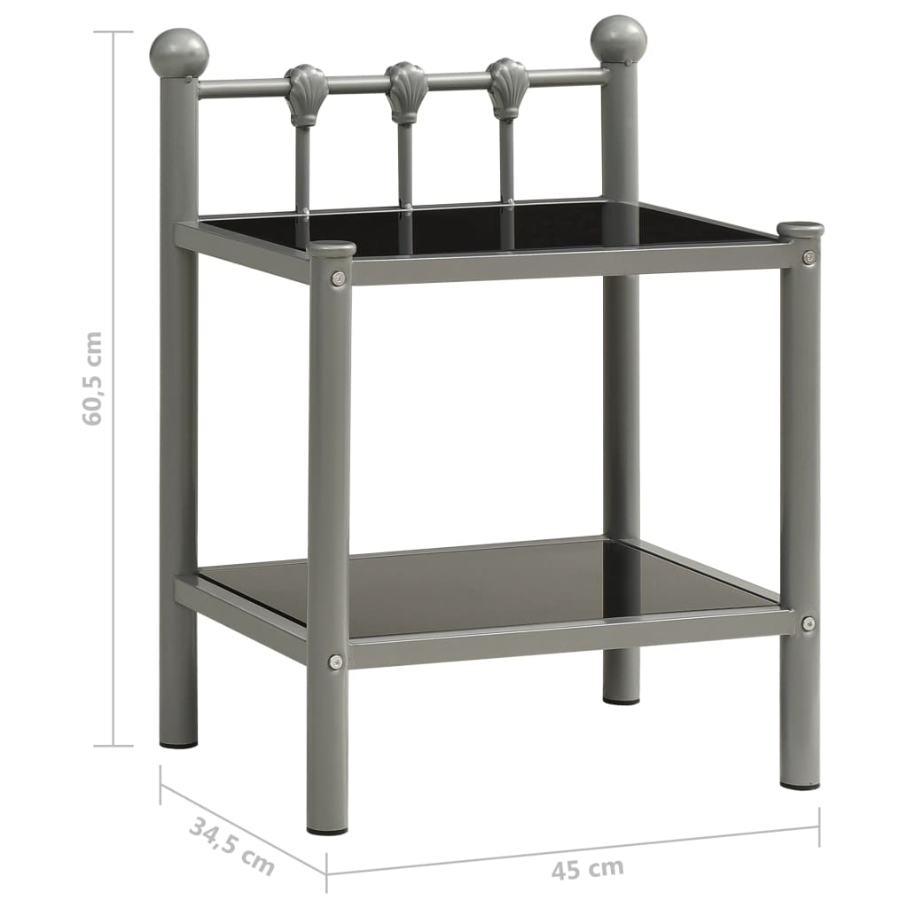 Comodino Grigio e Nero 45x34,5x60,5 cm in Metallo e Vetro - homemem39