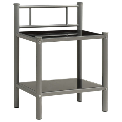 Comodino Grigio e Nero 45x34,5x60,5 cm in Metallo e Vetro - homemem39