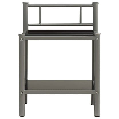 Comodino Grigio e Nero 45x34,5x60,5 cm in Metallo e Vetro - homemem39