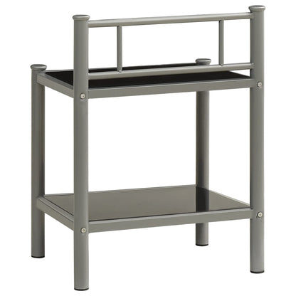 Comodino Grigio e Nero 45x34,5x60,5 cm in Metallo e Vetro - homemem39