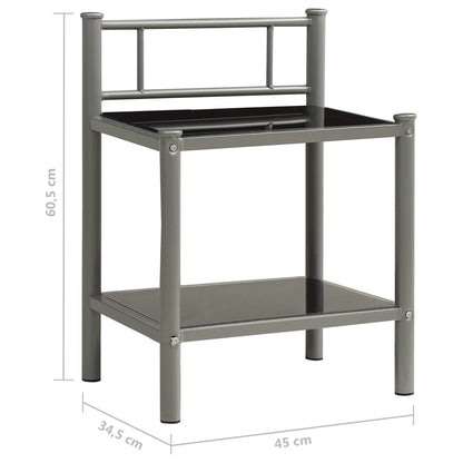 Comodino Grigio e Nero 45x34,5x60,5 cm in Metallo e Vetro - homemem39