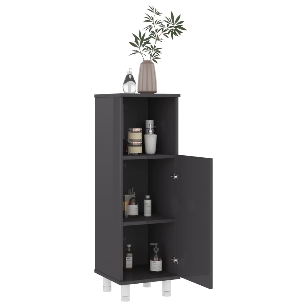 Set Mobili da Bagno 3 pz Grigio Lucido in Truciolato - homemem39