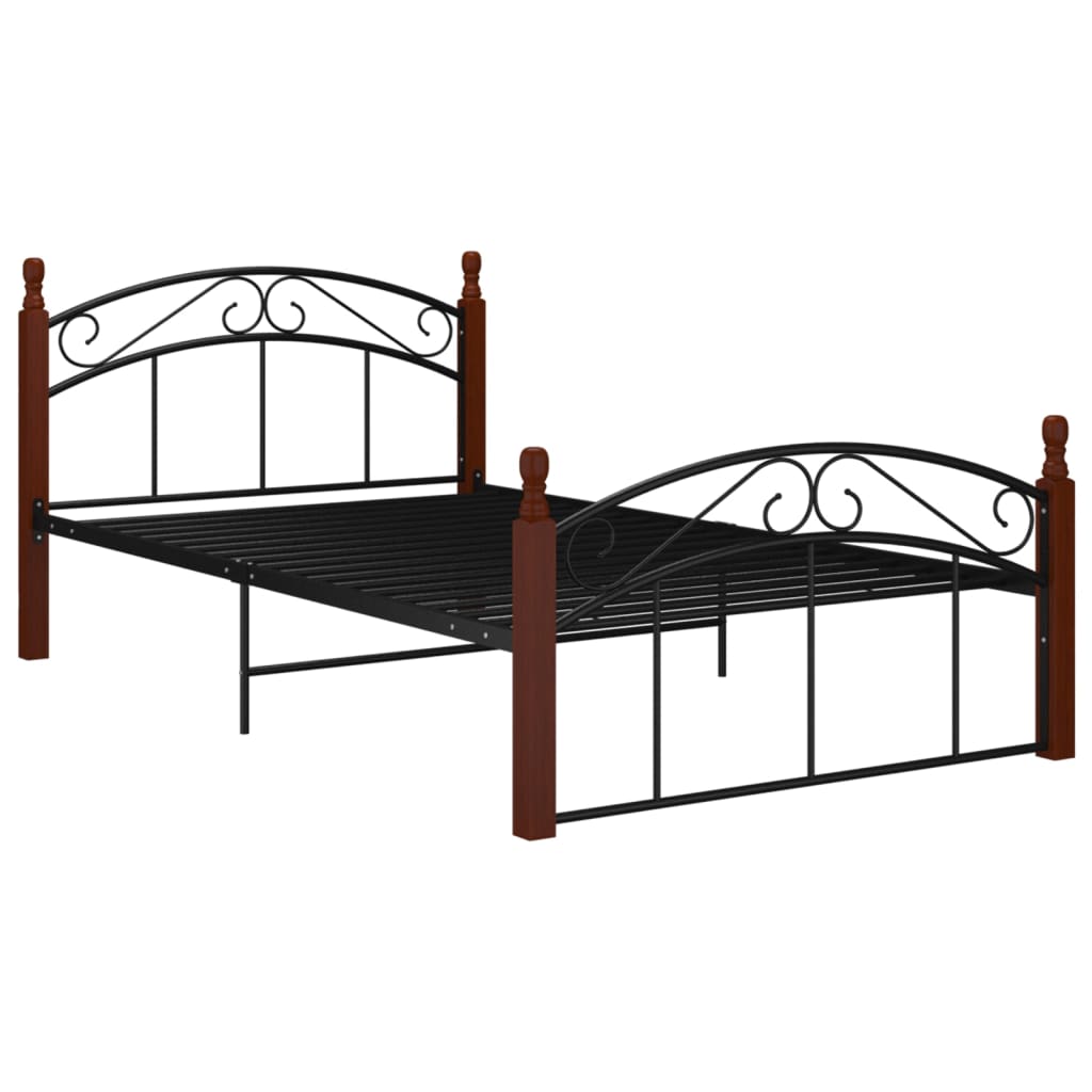 Giroletto in Metallo Nero e Legno Massello di Rovere 120x200 cm - homemem39