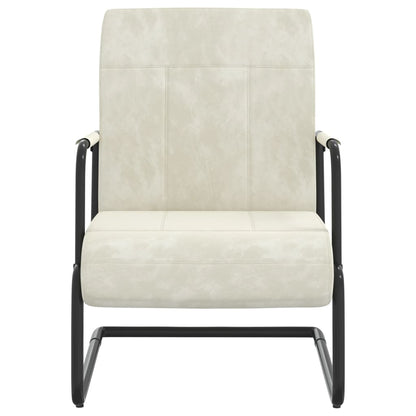 Sedia a Sbalzo Bianco Crema in Velluto - homemem39