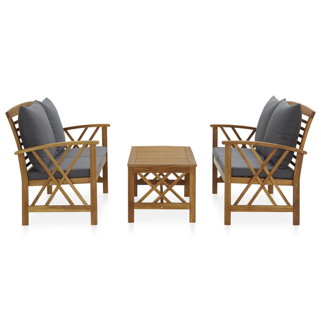Set Divani da Giardino 3 pz con Cuscini in Massello di Acacia - homemem39