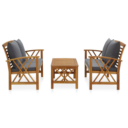 Set Divani da Giardino 3 pz con Cuscini in Massello di Acacia - homemem39