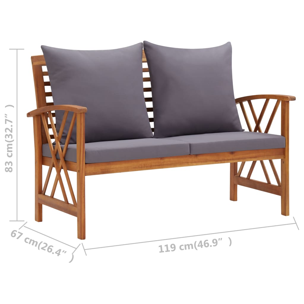 Set Divani da Giardino 3 pz con Cuscini in Massello di Acacia - homemem39