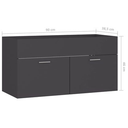 Mobile Sottolavabo Grigio 90x38,5x46 cm in Truciolato - homemem39