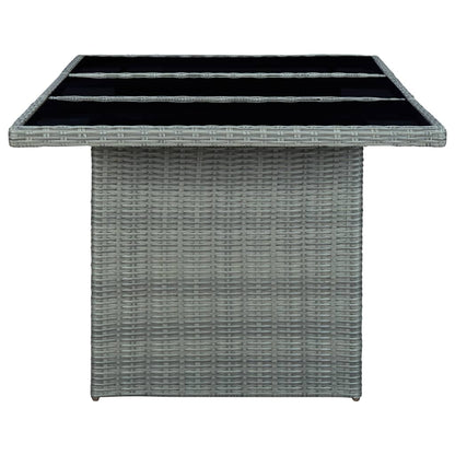 Set Pranzo da Giardino 9pz con Cuscini Polyrattan Grigio Chiaro - homemem39