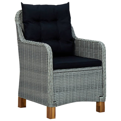 Set Pranzo da Giardino 9pz con Cuscini Polyrattan Grigio Chiaro - homemem39