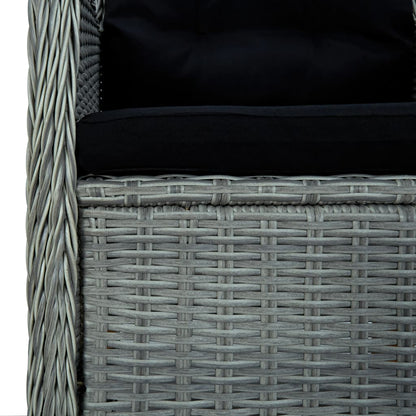 Set Pranzo da Giardino 9pz con Cuscini Polyrattan Grigio Chiaro - homemem39