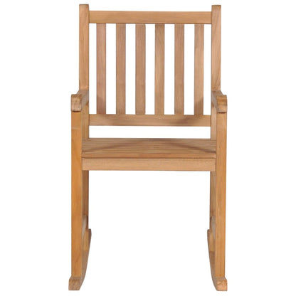 Sedia a Dondolo con Cuscino Blu in Massello di Teak - homemem39