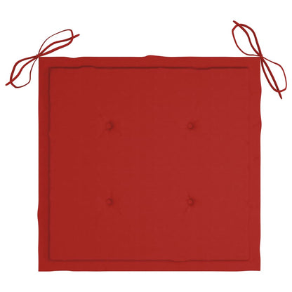 Sedia a Dondolo con Cuscino Rosso in Massello di Teak - homemem39