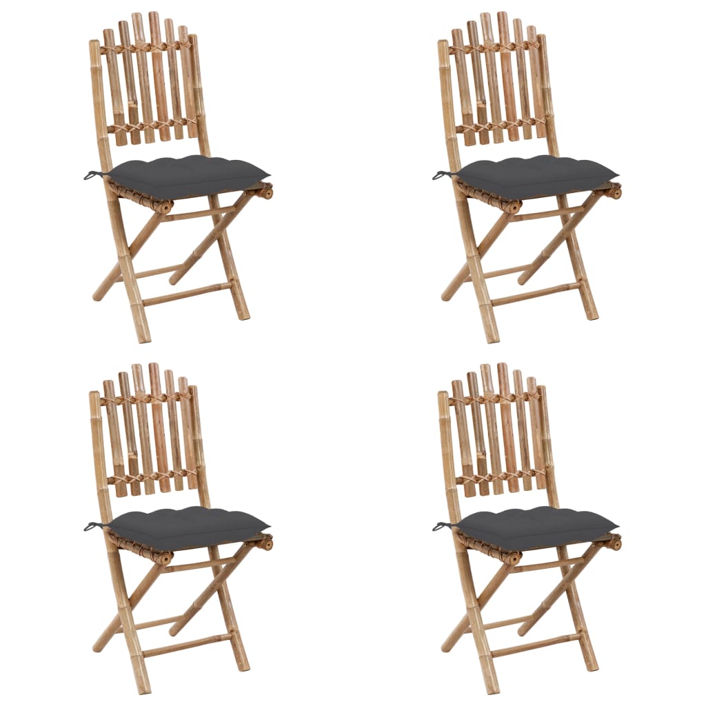 Set da Pranzo da Giardino 5 pz Pieghevole con Cuscini in Bambù - homemem39