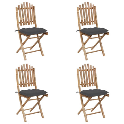 Set da Pranzo da Giardino 5 pz Pieghevole con Cuscini in Bambù - homemem39