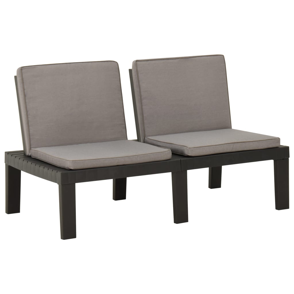 Set Divani da Giardino con Cuscini 4 pz in Plastica Grigio - homemem39