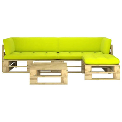 Set di Divani su Pallet 4 pz e Cuscini in Pino Impregnato Verde - homemem39